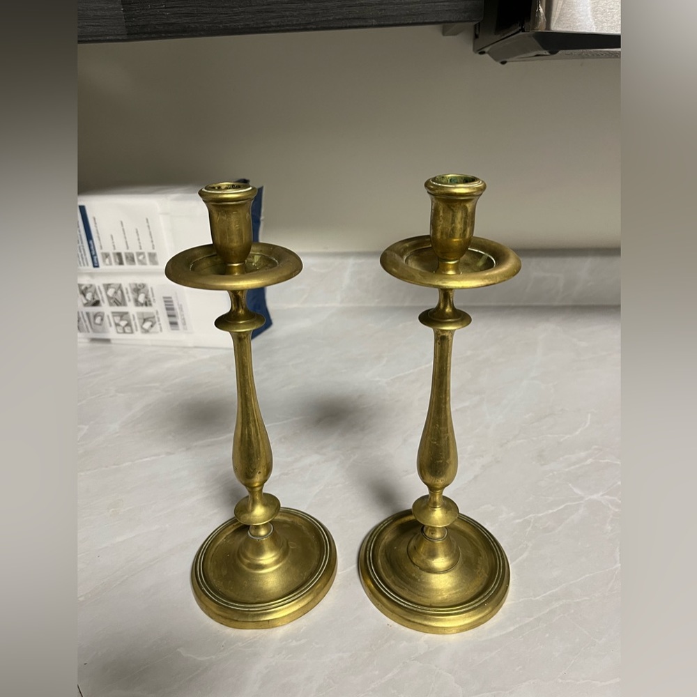 Antique solid brass candlesticks